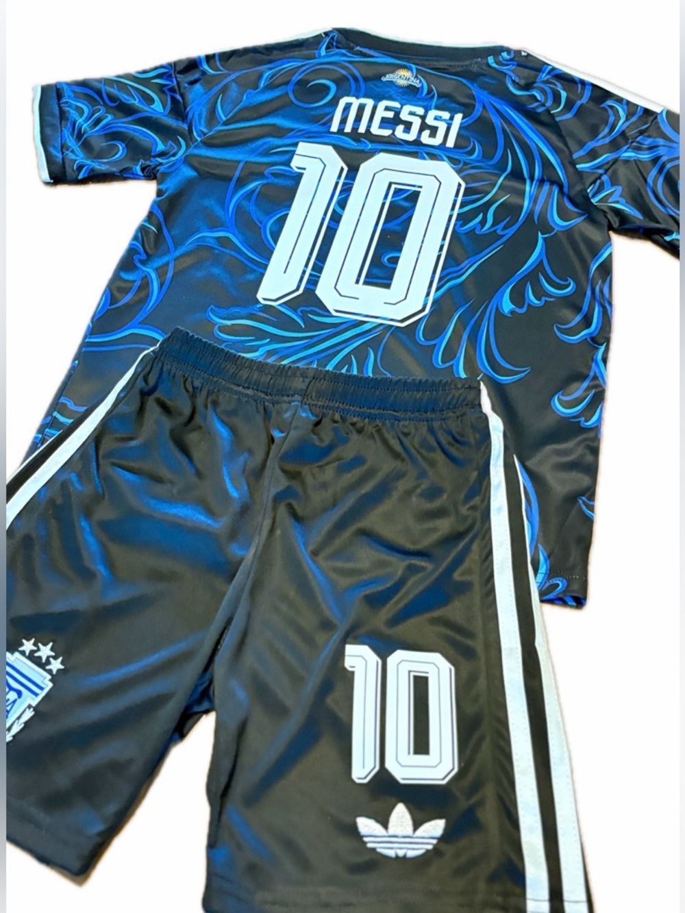 Lionel Messi Argentina ADIDAS Youth Soccer Jersey Set Shorts+Jersey Ships Fast - Picture 3 of 3